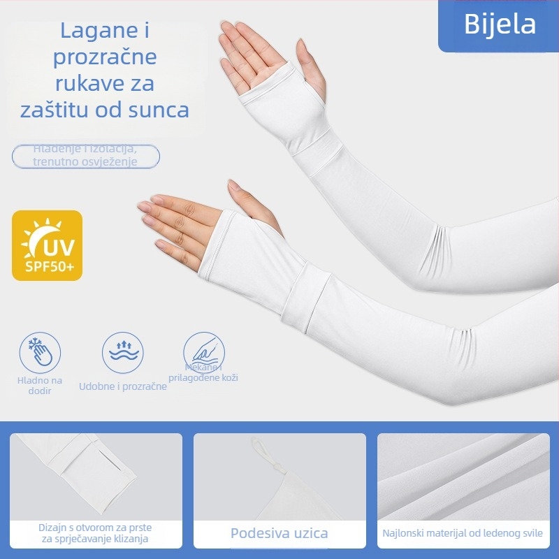 Kolesarski rukavi za zaštitu od sunca UPF50, Ice Silk, podesiva šnira