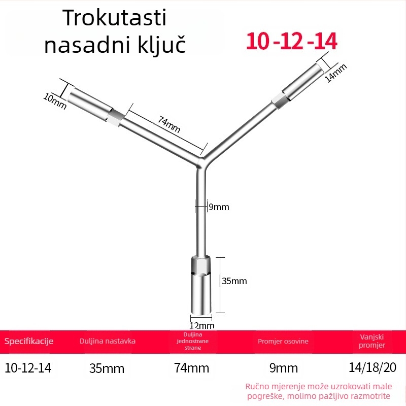 Y-oblik dugi univerzalni utični ključ – višenamjenski ručni alat za motocikle