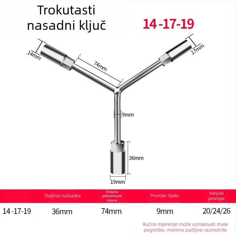 Y-oblik dugi univerzalni utični ključ – višenamjenski ručni alat za motocikle