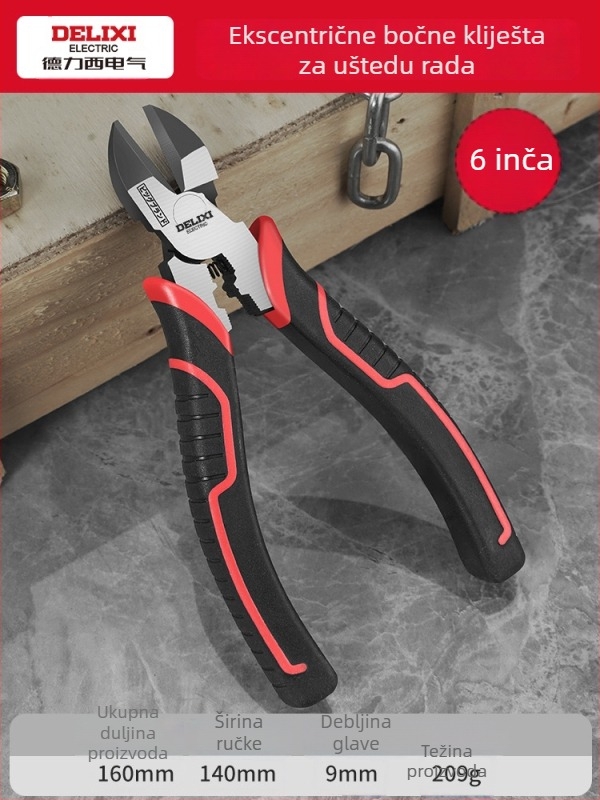 Delixi ekscentrične kliješta, industrijske klase, štede snagu, kliješta za žicu s igličastim vrhom, 6–8–9 inča