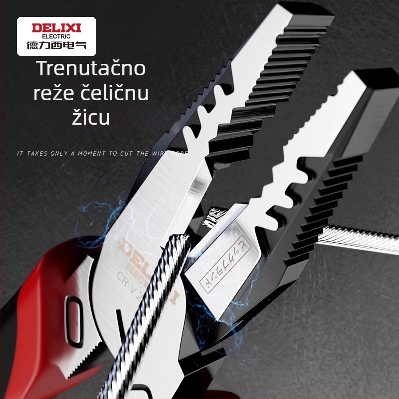 Delixi ekscentrične kliješta, industrijske klase, štede snagu, kliješta za žicu s igličastim vrhom, 6–8–9 inča