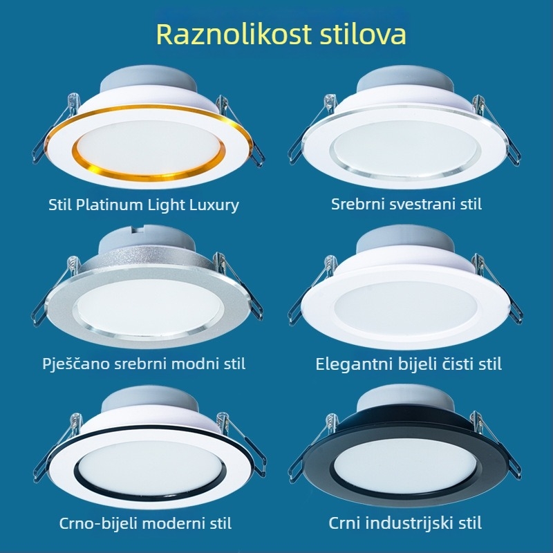 Carpell LED trobojno podesiva ugrađena svjetiljka za dnevni boravak, 5W/7W/7.5W, aluminijsko kućište, 4000K, CRI 90+, skrivena instalacija