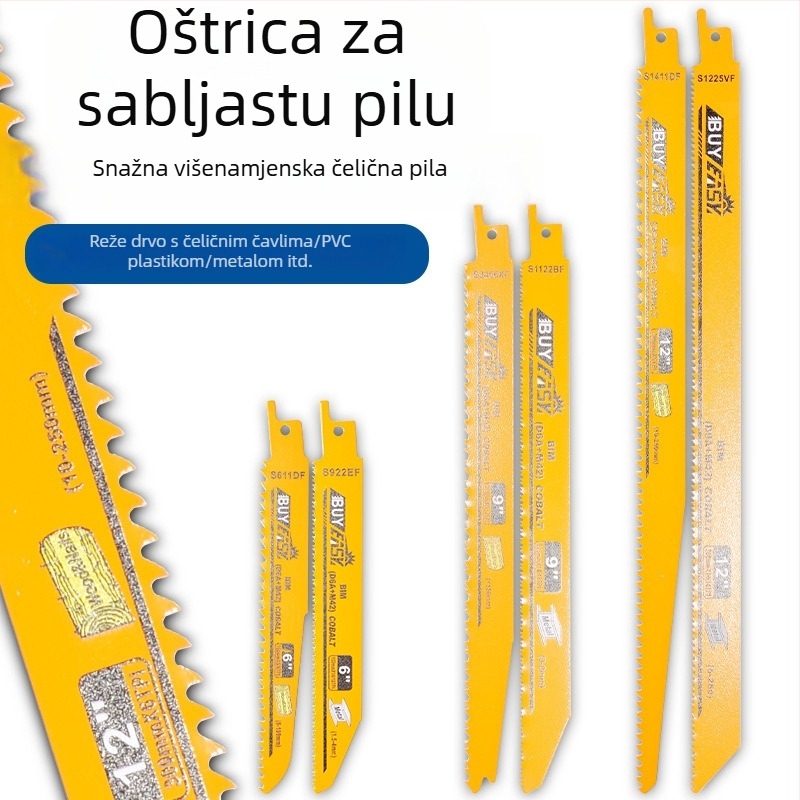 Lama za reciproknu pilu za metal i aluminij – produžena duljina, zakrivljeni zubi, grubi i fini zubi, prijenosna ručna pila