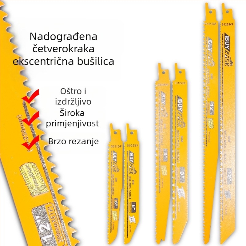 Lama za reciproknu pilu za metal i aluminij – produžena duljina, zakrivljeni zubi, grubi i fini zubi, prijenosna ručna pila