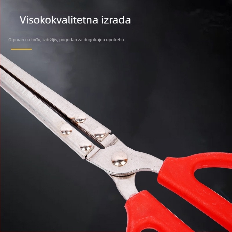 Klešta za roštilj s ravnim vrhom, crveni gumeni držač, čelik 45#, protuklizne