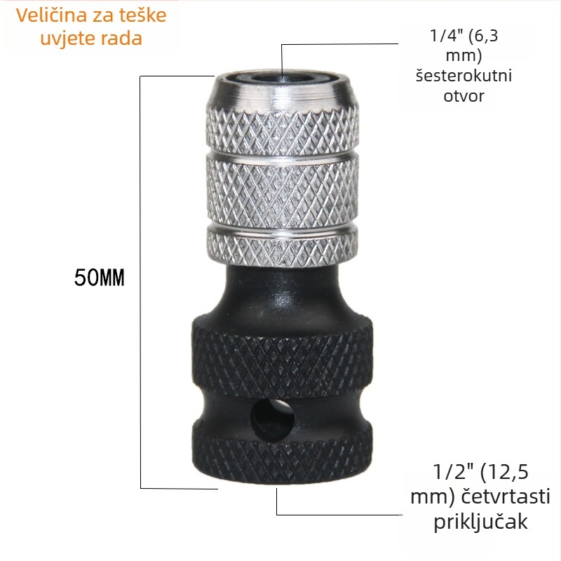 East and Električni odvijač s teleskopskim elastičnim kućištem za konverziju, hex konverter, 1/2" pogon, 1/4" hex alat