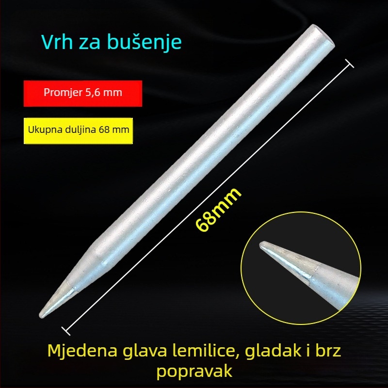 Alat za plastično zavarivanje s trokutastom glavom za izravnavanje i bakrenim vrhom s otvorom, za zagrijavanje i glađenje šipki za zavarivanje — popravak automobinskog branka