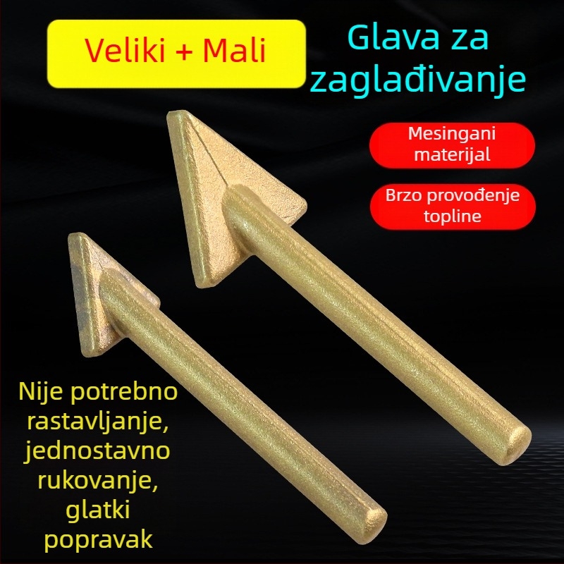 Alat za plastično zavarivanje s trokutastom glavom za izravnavanje i bakrenim vrhom s otvorom, za zagrijavanje i glađenje šipki za zavarivanje — popravak automobinskog branka