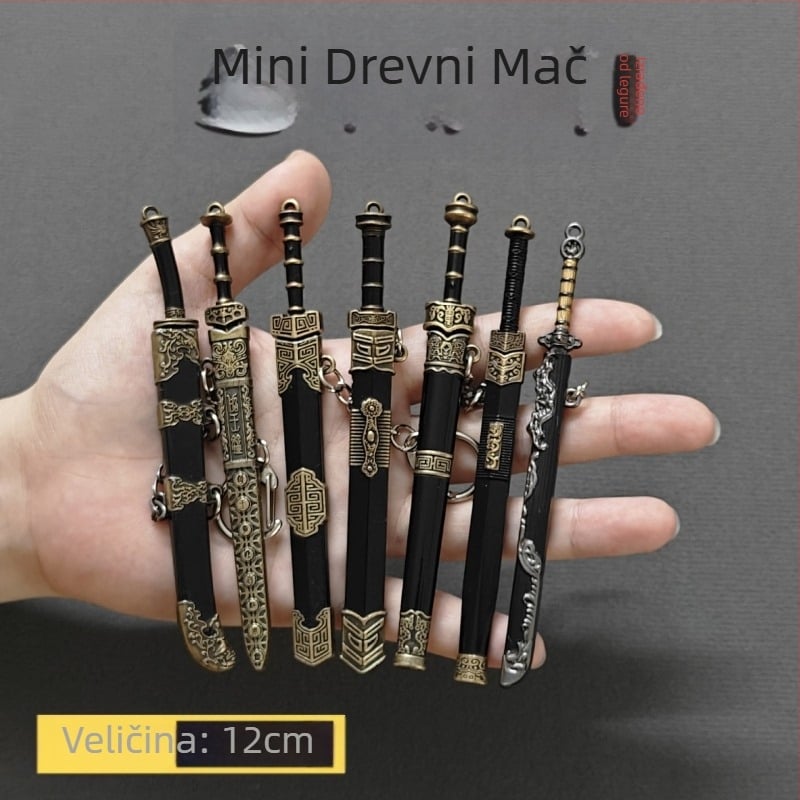 Mini Goujian mač – 12 cm, metalni ukras za ključeve