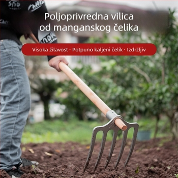 Trozubasti debeli čelični grabljivi alat za poljoprivredu – preokretanje i olakšavanje tla; mangan čelik kopač i vilica
