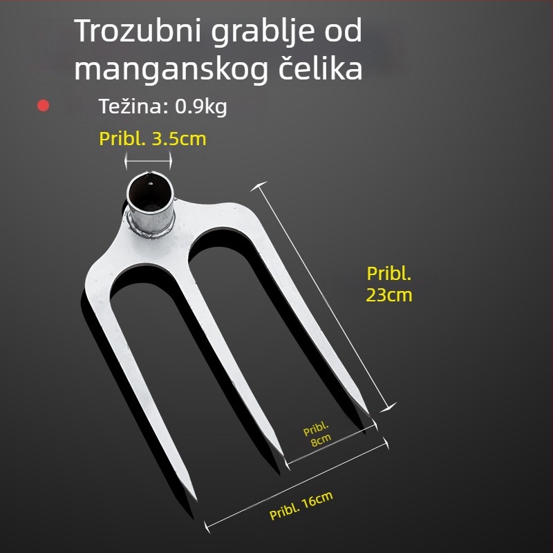 Trozubasti debeli čelični grabljivi alat za poljoprivredu – preokretanje i olakšavanje tla; mangan čelik kopač i vilica