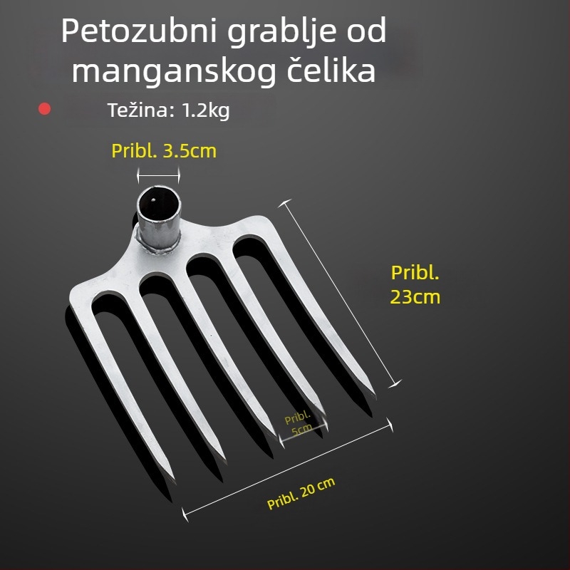 Trozubasti debeli čelični grabljivi alat za poljoprivredu – preokretanje i olakšavanje tla; mangan čelik kopač i vilica