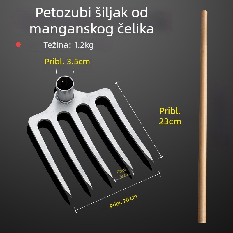 Trozubasti debeli čelični grabljivi alat za poljoprivredu – preokretanje i olakšavanje tla; mangan čelik kopač i vilica