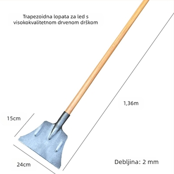Lopata za led od mangan čelika, debla, za odleđivanje i uklanjanje snijega; velika lopata za snijeg; strugač za malter na cementnim zidovima za poljoprivrednu čišćenje