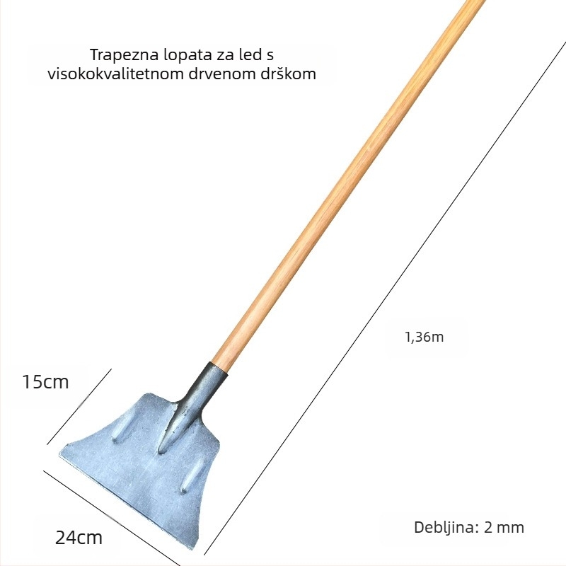 Lopata za led od mangan čelika, debla, za odleđivanje i uklanjanje snijega; velika lopata za snijeg; strugač za malter na cementnim zidovima za poljoprivrednu čišćenje