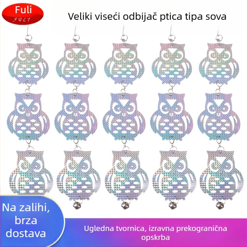 Viseća dekorativna sprava za odbijanje ptica sa laserskim reflektorom i velikom mačjom glavom za vrt i balkon