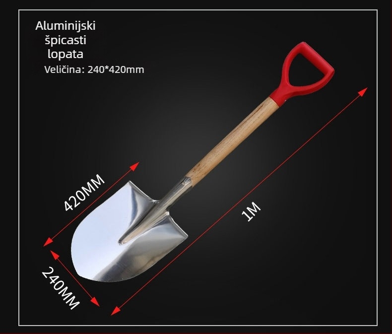 Eksplozijski otporna, bez iskri industrijska lopata od aluminijske legure — kvadratna i šiljata, velike i male veličine