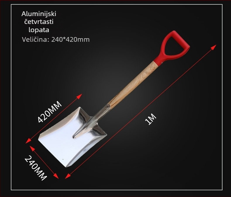 Eksplozijski otporna, bez iskri industrijska lopata od aluminijske legure — kvadratna i šiljata, velike i male veličine