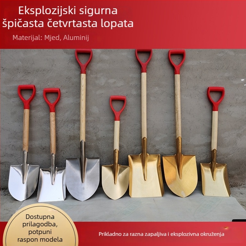Eksplozijski otporna, bez iskri industrijska lopata od aluminijske legure — kvadratna i šiljata, velike i male veličine