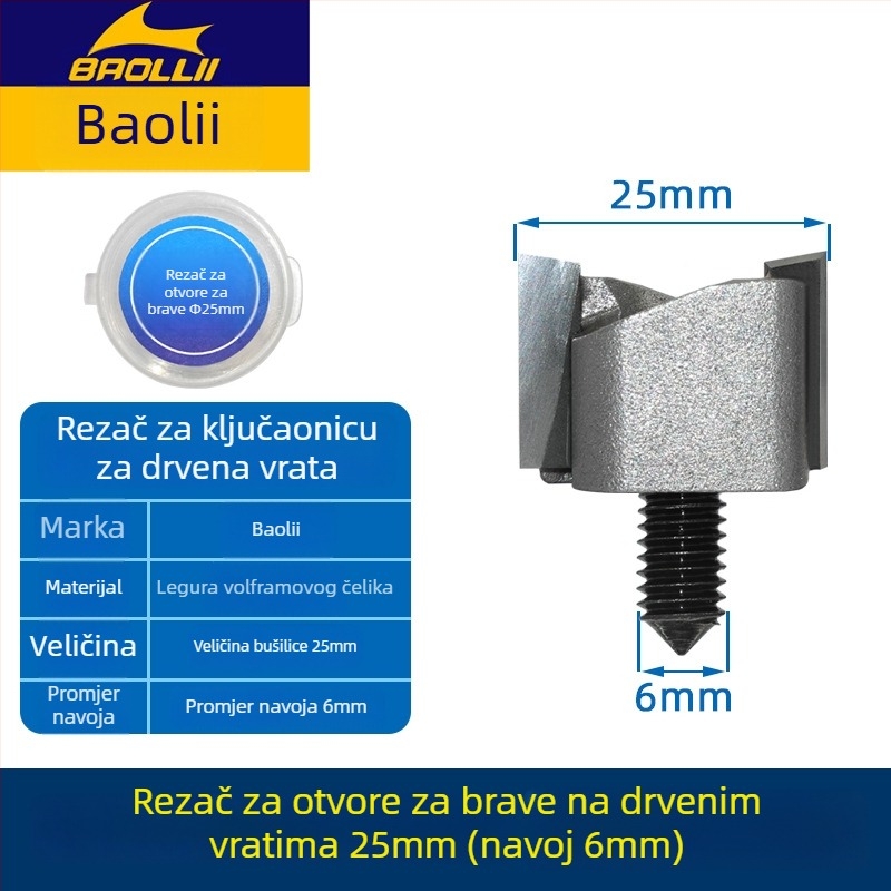 Treasure Blade Sharp Mortise nož za drvena vrata – glodalica za drvo za otvor ključne rupe