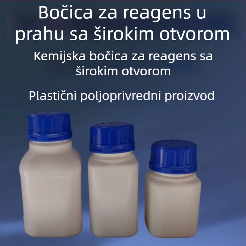 Kvadratna boca za reagense sa širokim otvorom, bijela HDPE laboratorijska plastična boca