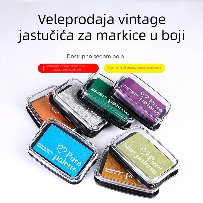 Set tinte za otiske u vintage bojama, sedam boja, otporne na izblijedivanje, kreativni otisci tinte