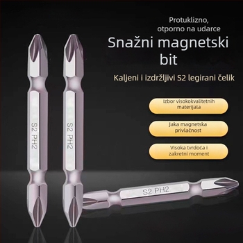 S2 magnetski set bitova za odvijač, za električne odvijače, izuzetno tvrde, produženi dvostruko završni Phillips i ravni bitovi
