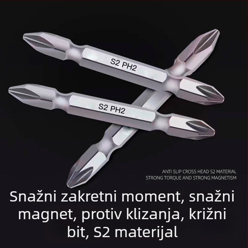 S2 magnetski set bitova za odvijač, za električne odvijače, izuzetno tvrde, produženi dvostruko završni Phillips i ravni bitovi