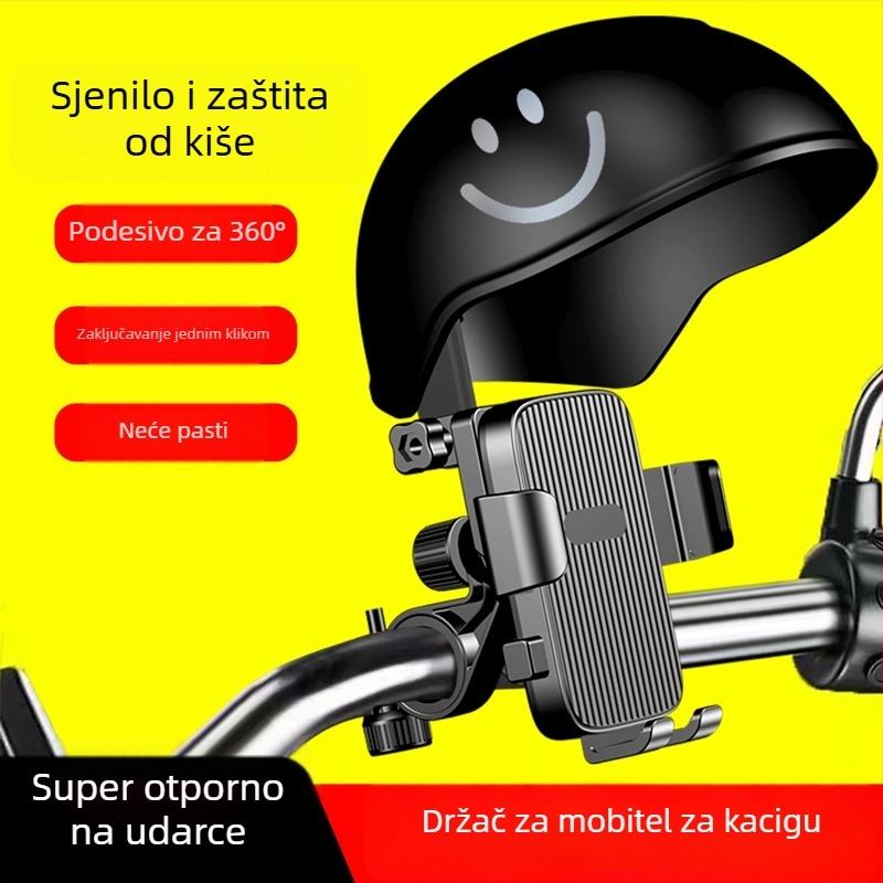 Držač za telefon za električni motocikl s navigacijskim nosačem, vodootporan, kišobran i sjenilo, univerzalni nosač za bicikl