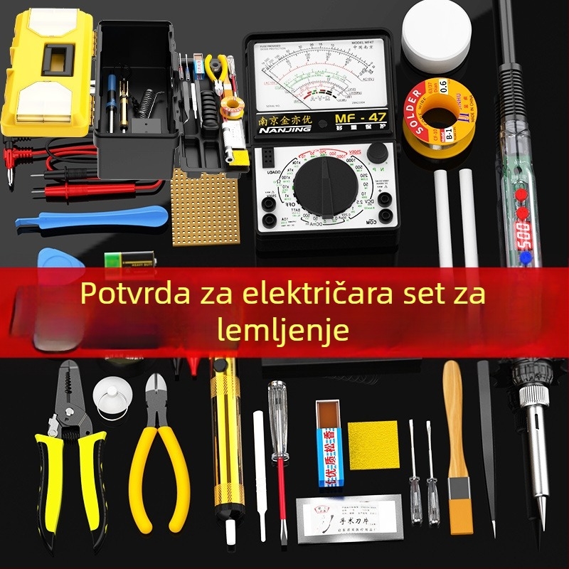 Set multimetra s digitalnim zaslonom i lemilicom s podešavanjem temperaturom za kućnu elektroniku, alatni set s kutijom