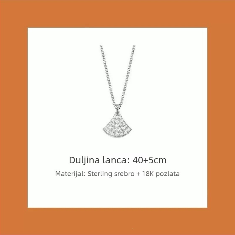 Ženski ogrlica u obliku fanova, VGold premaz, kamenčići, bijeli matični biser i crveni ahat, zmijskog tipa lanac, duljina 41–50 cm