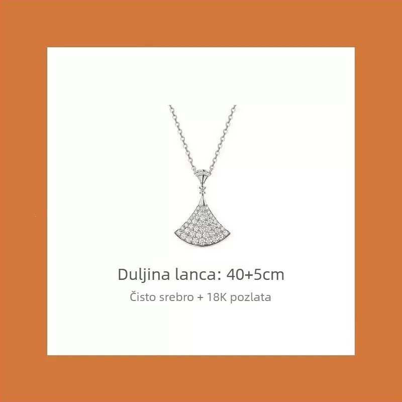 Ženski ogrlica u obliku fanova, VGold premaz, kamenčići, bijeli matični biser i crveni ahat, zmijskog tipa lanac, duljina 41–50 cm