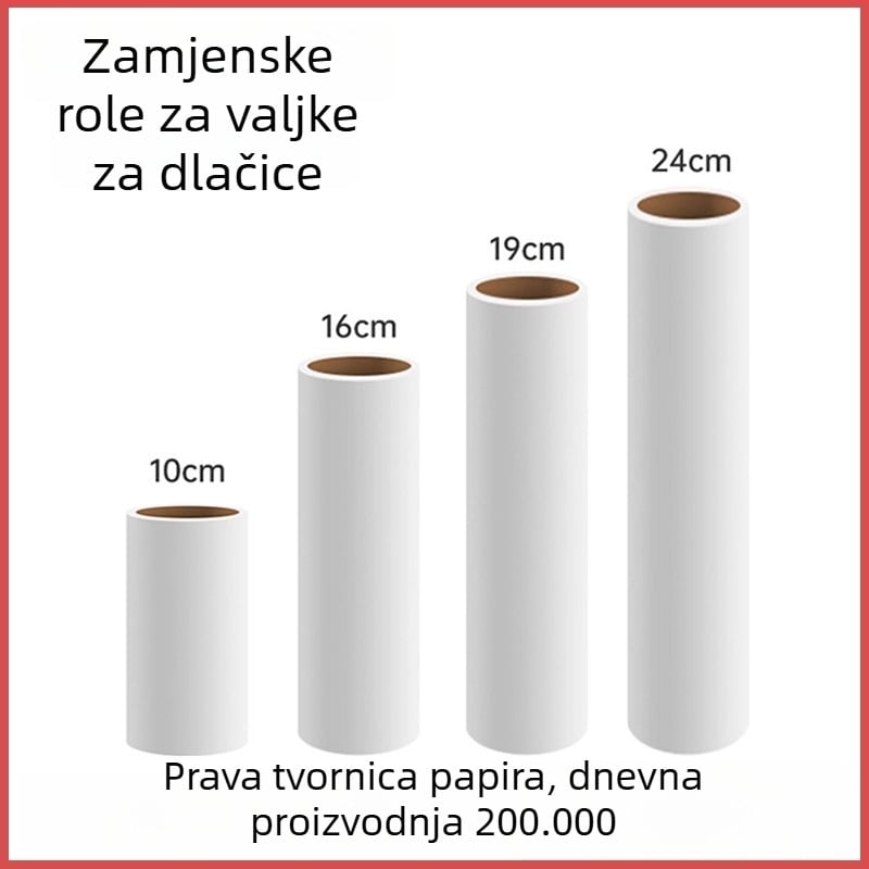 10 cm ljepive papirne role s zamjenjivim jezgrom – nagnuti valjak za prašinu i dlake
