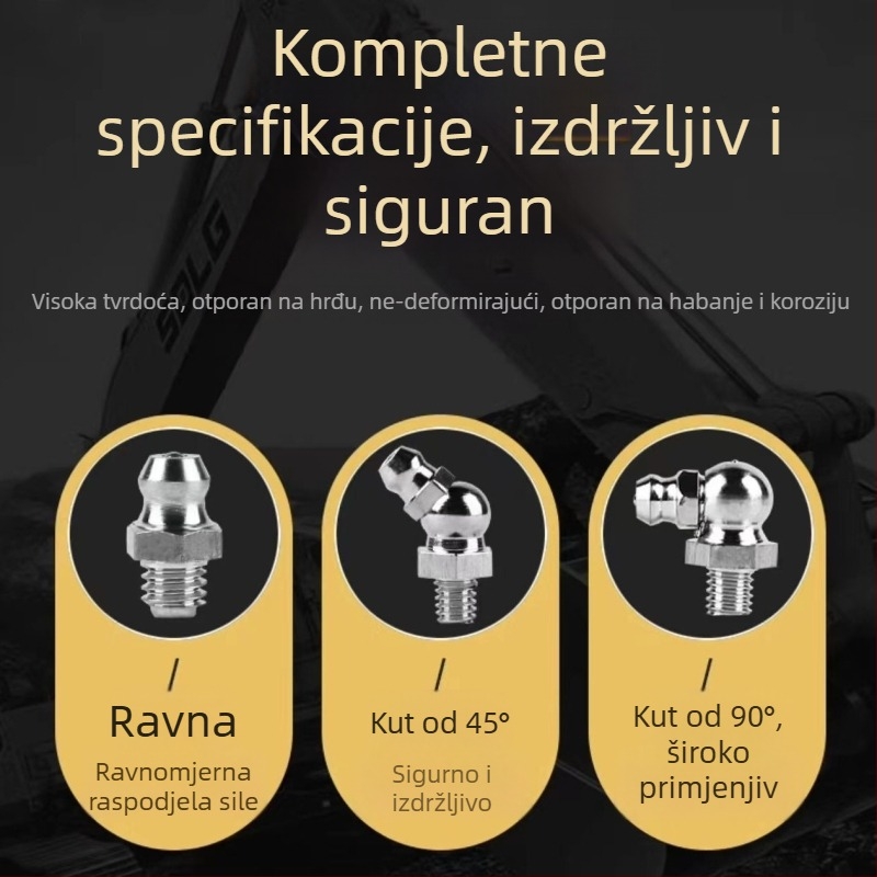 Metalni nastavak za pištolj za podmazivanje, pravokutni nastavak za iskopač, ručni nastavak za podmazivanje M6/M8/M10, komplet dodataka