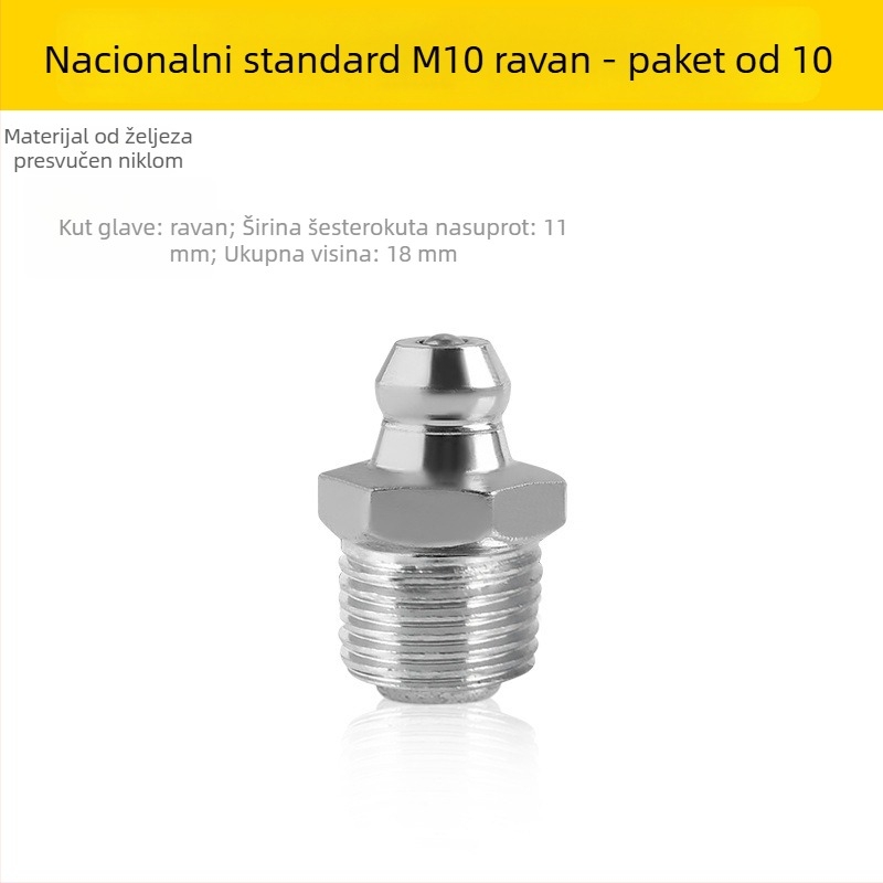 Metalni nastavak za pištolj za podmazivanje, pravokutni nastavak za iskopač, ručni nastavak za podmazivanje M6/M8/M10, komplet dodataka