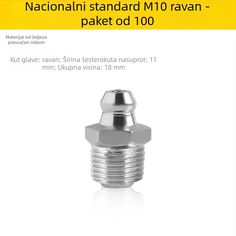 Metalni nastavak za pištolj za podmazivanje, pravokutni nastavak za iskopač, ručni nastavak za podmazivanje M6/M8/M10, komplet dodataka