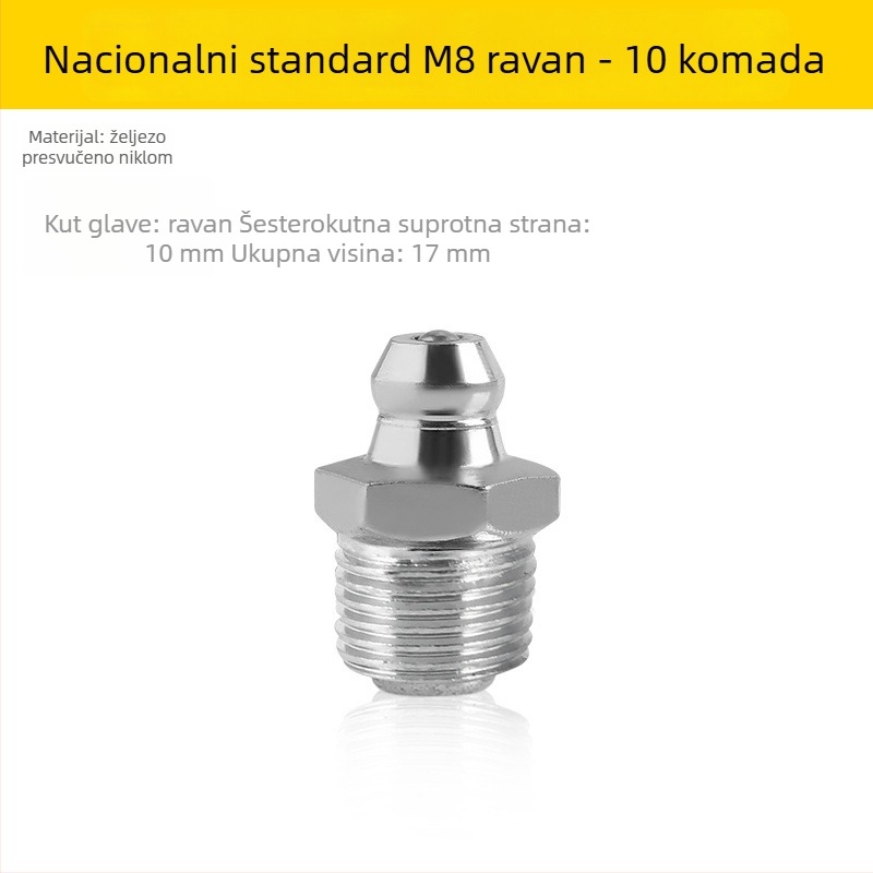 Metalni nastavak za pištolj za podmazivanje, pravokutni nastavak za iskopač, ručni nastavak za podmazivanje M6/M8/M10, komplet dodataka