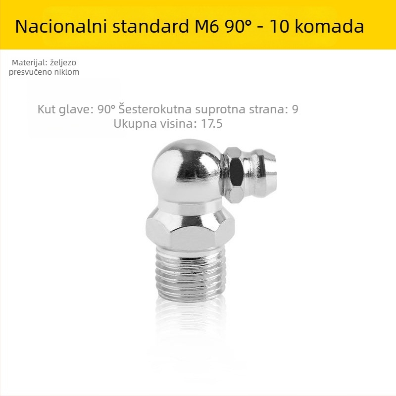 Metalni nastavak za pištolj za podmazivanje, pravokutni nastavak za iskopač, ručni nastavak za podmazivanje M6/M8/M10, komplet dodataka