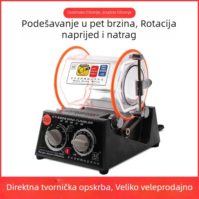 KT6808 Bubanj polirni stroj za nakit, drevne novčiće i rezbarene orahe – stolni stroj za poliranje 220V
