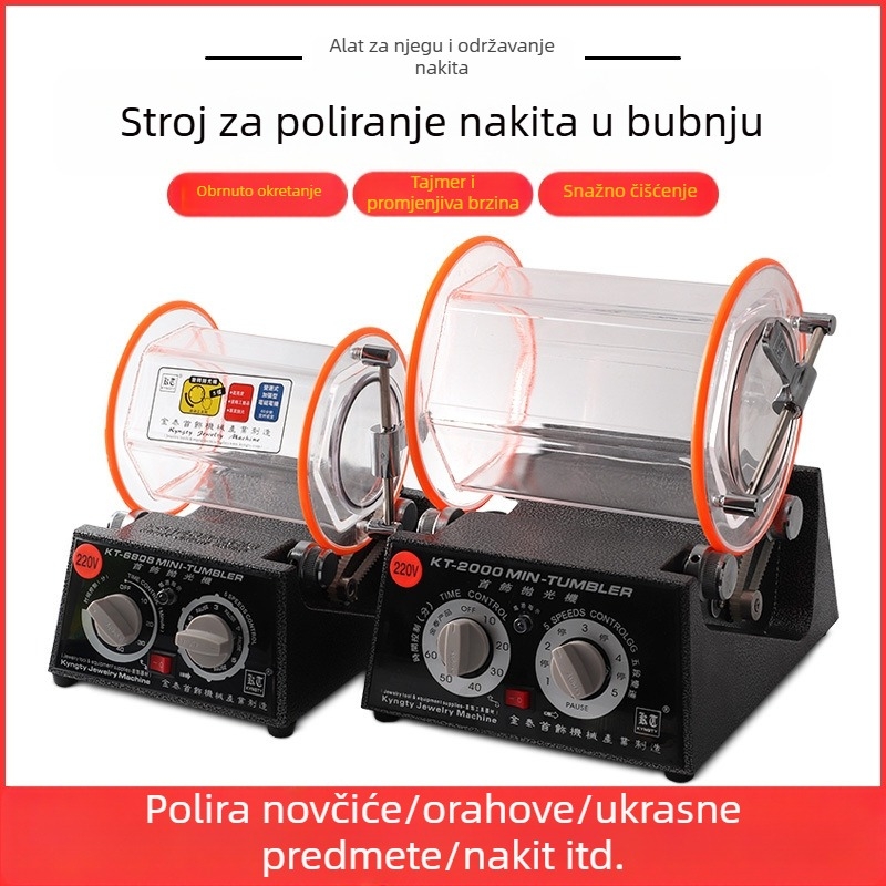 KT6808 Bubanj polirni stroj za nakit, drevne novčiće i rezbarene orahe – stolni stroj za poliranje 220V