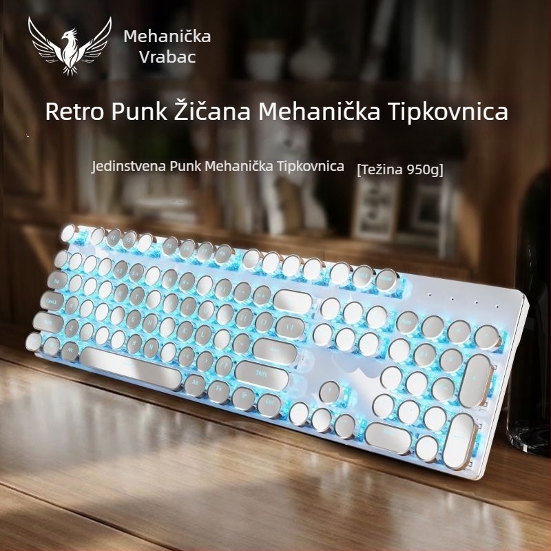 RS6 Žični set mehaničke tipkovnice i miša, plavi i crni prekidači, za gaming i ured