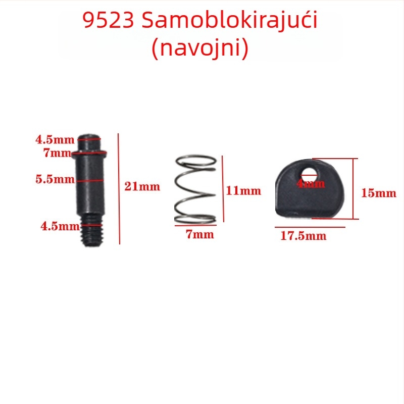 Set samozaključavajućih pinova i tipki za kućište glave kutne brusilice, kompatibilno s modelima 6-100 i 9523