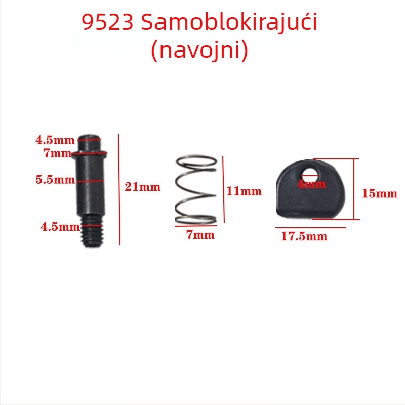 Set samozaključavajućih pinova i tipki za kućište glave kutne brusilice, kompatibilno s modelima 6-100 i 9523