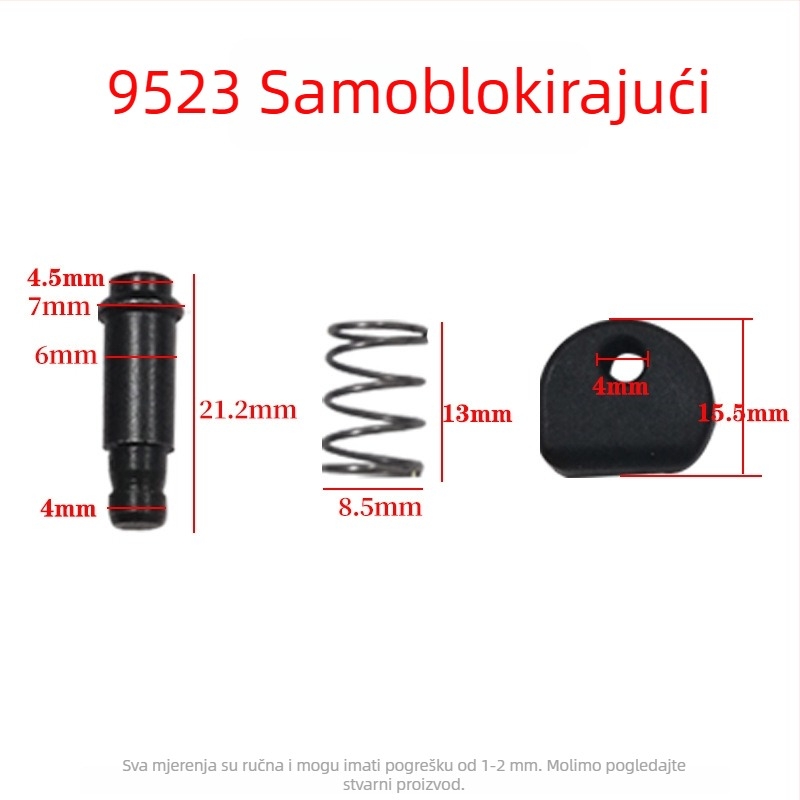Set samozaključavajućih pinova i tipki za kućište glave kutne brusilice, kompatibilno s modelima 6-100 i 9523
