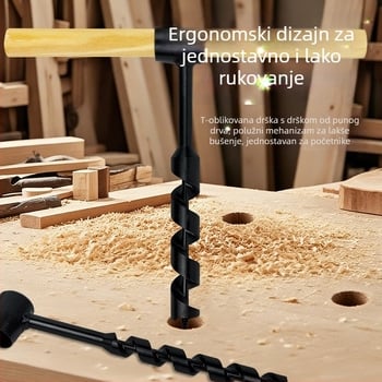 Ručno spiralno bušilico za drvo, produženi spiralni bušil, ultratvrdi vanjski otvorivač rupa, ručni otvarač dubokih rupa