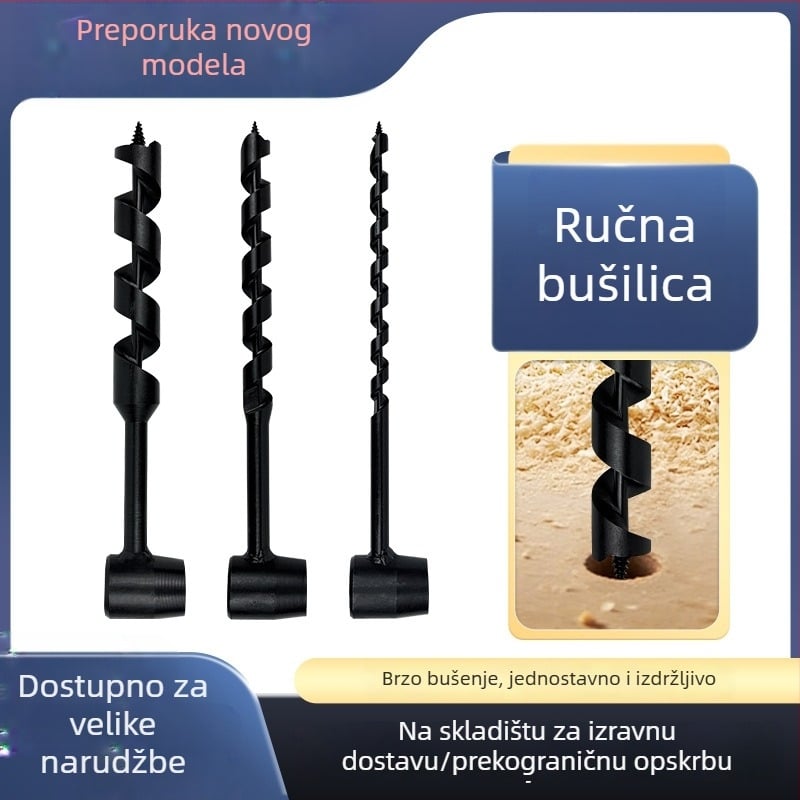 Ručno spiralno bušilico za drvo, produženi spiralni bušil, ultratvrdi vanjski otvorivač rupa, ručni otvarač dubokih rupa