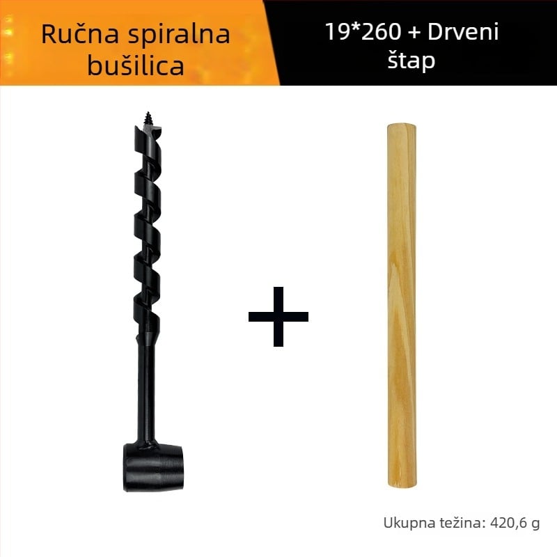 Ručno spiralno bušilico za drvo, produženi spiralni bušil, ultratvrdi vanjski otvorivač rupa, ručni otvarač dubokih rupa
