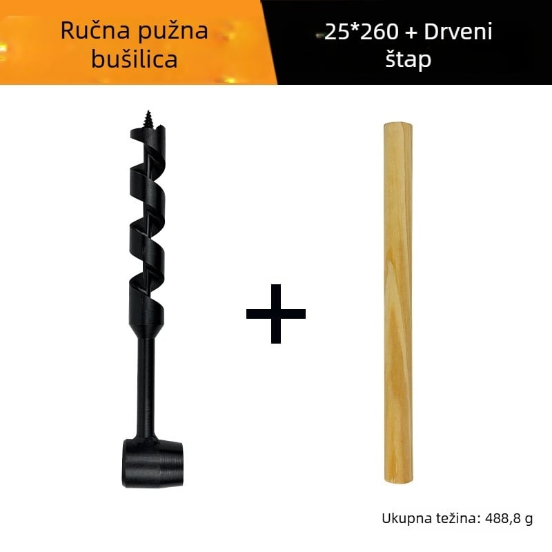 Ručno spiralno bušilico za drvo, produženi spiralni bušil, ultratvrdi vanjski otvorivač rupa, ručni otvarač dubokih rupa
