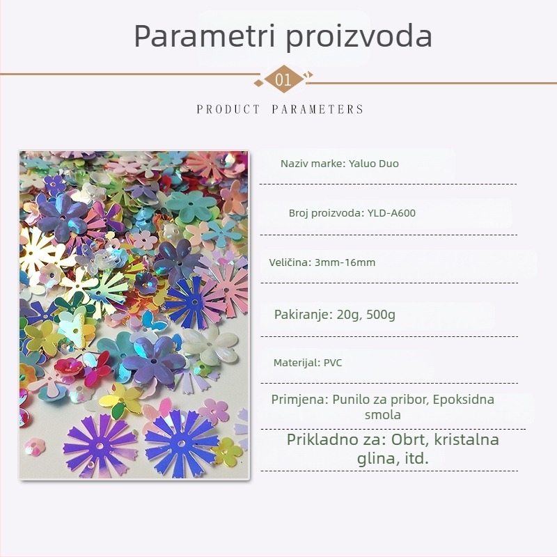 Cvijet s motivom sunca, stil mixt, s 10 mm štrasom i kristalnim ukrasnim punilom za smolu
