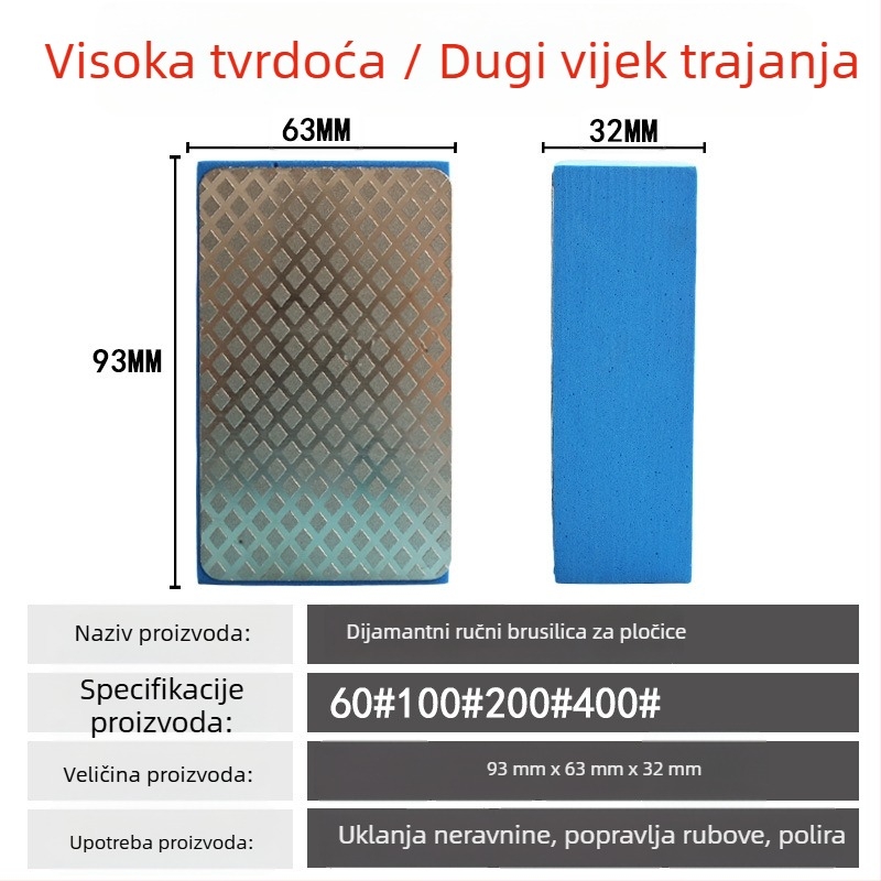 Diamantski alat za završnu obradu rubova pločica: poliranje i oblikovanje rubova na staklu, drvu, škriljevcu i mramoru